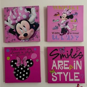 Disney Minnie Mouse Pink Canvas Art Set of Four - Polka Dot Wall Decor